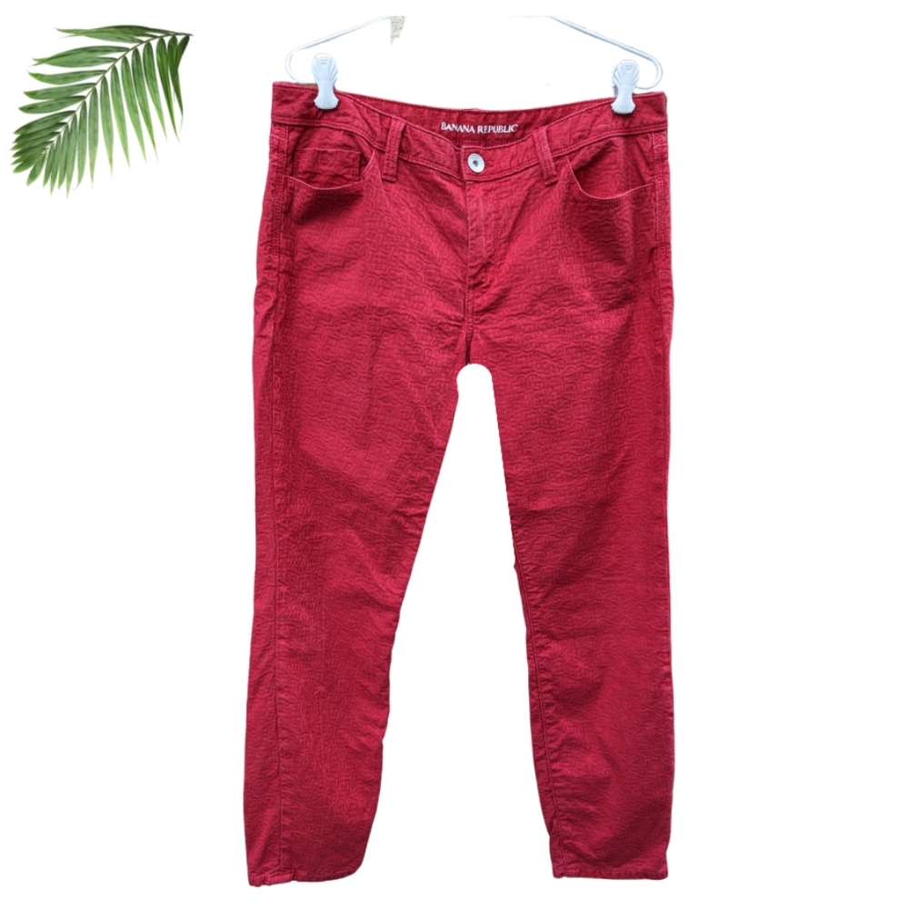 Banana Republic Jeans Red Jacquard Skinny Size 31
